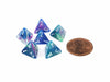 Festive 12mm Mini 4 Sided D4 Dice, 6 Pieces - Waterlily with White Numbers