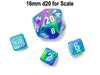 Festive 9mm Mini 6 Sided D6 Dice, 6 Pieces - Waterlily with White Numbers