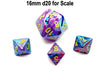 Festive 9mm Mini 8 Sided D8 Dice, 6 Pieces - Mosaic with Yellow Numbers