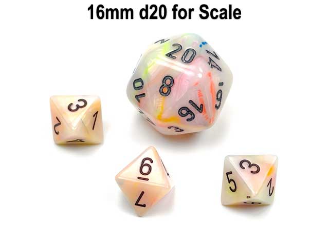 Festive 9mm Mini 8 Sided D8 Dice, 6 Pieces - Circus with Black Numbers