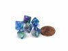 Festive 9mm Mini 8 Sided D8 Dice, 6 Pieces - Waterlily with White Numbers