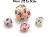 Festive 10mm Mini 10 Sided D10 Dice, 6 Pieces - Circus with Black Numbers