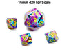 Festive 10mm Mini Tens D10 Dice, 6 Pieces - Mosaic with Yellow Numbers