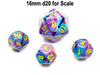 Festive 12mm Mini 12 Sided D12 Dice, 6 Pieces - Mosaic with Yellow Numbers