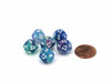 Festive 12mm Mini 12 Sided D12 Dice, 6 Pieces - Waterlily with White Numbers