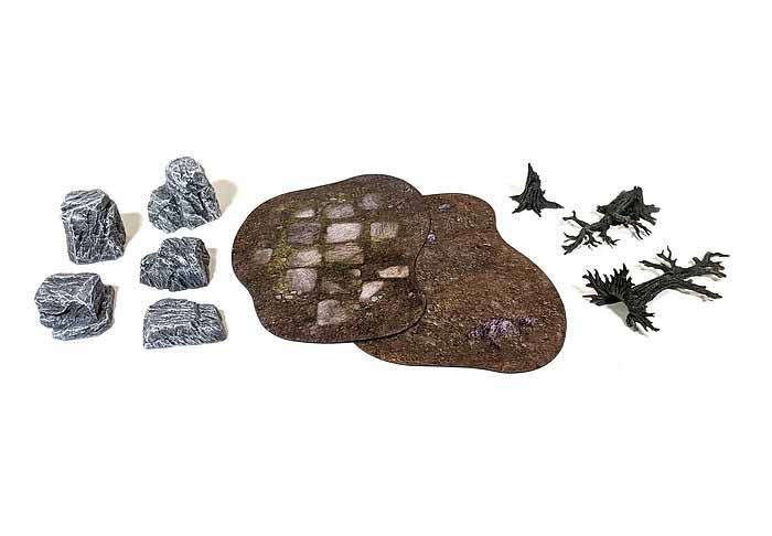 Monster Scenery, Pre-Painted Tabletop Scenery Set: Broken Ground