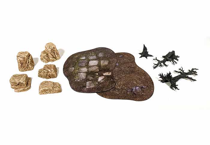 Monster Scenery, Pre-Painted Tabletop Scenery Set: Barren Ground