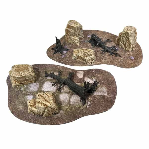 Monster Scenery, Pre-Painted Tabletop Scenery Set: Barren Ground