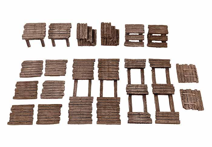 Monster Scenery, Pre-Painted Tabletop Scenery Set: Bridges & Barricades