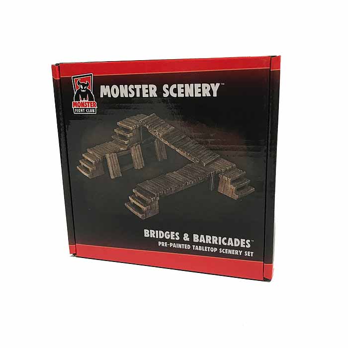 Monster Scenery, Pre-Painted Tabletop Scenery Set: Bridges & Barricades