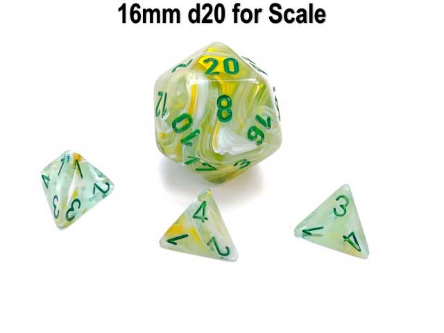 Marble 12mm Mini 4 Sided D4 Dice, 6 Pieces - Green with Dark Green Numbers