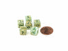 Marble 9mm Mini 6 Sided D6 Dice, 6 Pieces - Green with Dark Green Numbers
