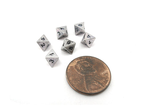 Micro Metal 5mm Silver Colored Chessex Dice, 6 Pieces - D8