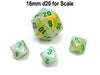Marble 9mm Mini 8 Sided D8 Dice, 6 Pieces - Green with Dark Green Numbers