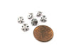 Micro Metal 5mm Silver Colored Chessex Dice, 6 Pieces - D10