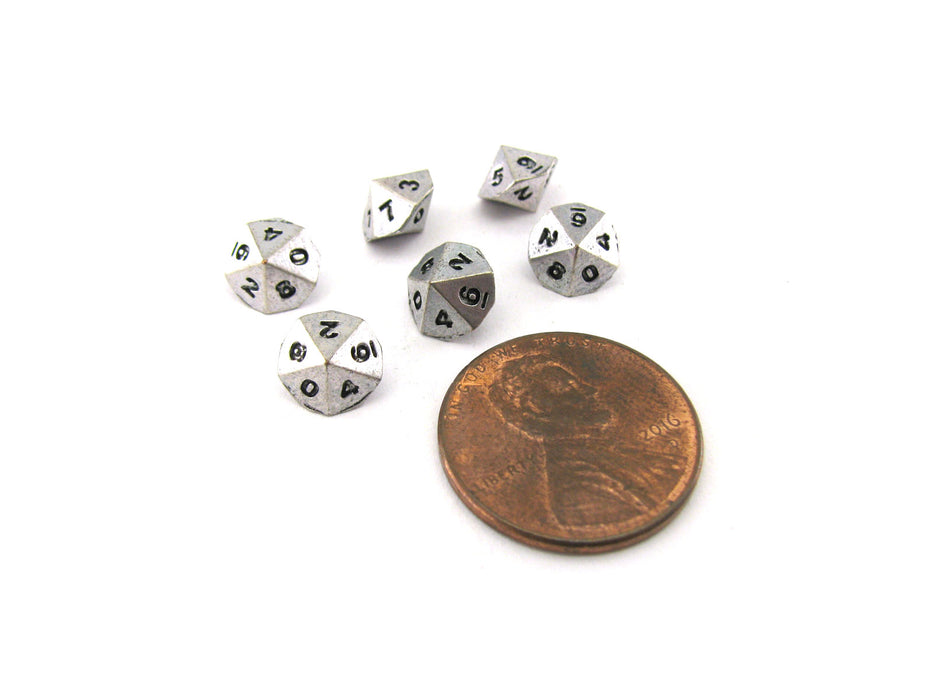Micro Metal 5mm Silver Colored Chessex Dice, 6 Pieces - D10