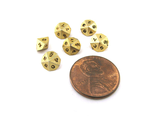 Micro Metal 5mm Gold Colored Chessex Dice, 6 Pieces - D10