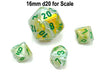 Marble 10mm Mini Tens D10 Dice, 6 Pieces - Green with Dark Green Numbers