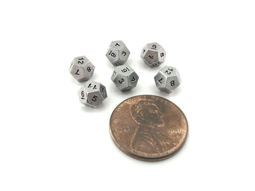 Micro Metal 5mm Silver Colored Chessex Dice, 6 Pieces - D12