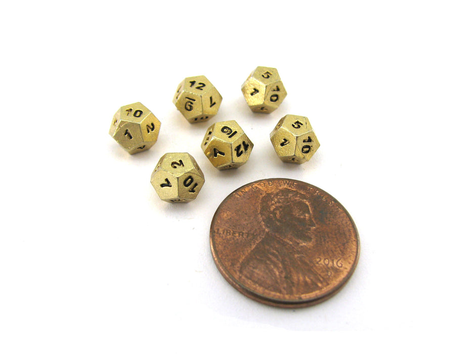 Micro Metal 5mm Gold Colored Chessex Dice, 6 Pieces - D12