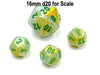 Marble 12mm Mini 12 Sided D12 Dice, 6 Pieces - Green with Dark Green Numbers