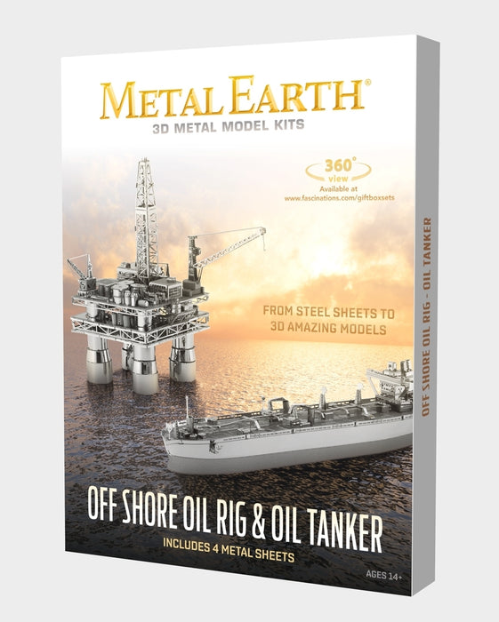Fascinations Metal Earth Offshore Oil Rig & Tanker Gift Set 3D Metal Model Kit