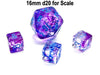 Luminary Nebula 9mm Mini 6 Sided D6 Dice, 6 Pieces - Nocturnal with Blue Numbers