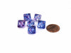 Luminary Nebula 9mm Mini 8 Sided D8 Dice, 6 Pieces - Nocturnal with Blue Numbers