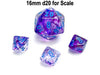 Luminary Nebula 10mm Mini 10 Sided D10 Dice, 6 Pieces - Nocturnal with Blue