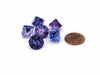 Luminary Nebula 10mm Mini Tens D10 Dice, 6 Pieces - Nocturnal with Blue Numbers