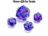 Luminary Nebula 12mm Mini 20 Sided D20 Dice, 6 Pieces - Nocturnal with Blue