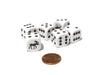Set of 6 Moose 16mm D6 Round Edged Animal Dice - White with Brown Pips