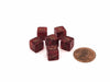 Glitter 9mm Mini 6 Sided D6 Dice, 6 Pieces - Ruby with Gold Numbers