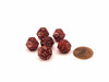 Glitter 12mm Mini 12 Sided D12 Dice, 6 Pieces - Ruby with Gold Numbers