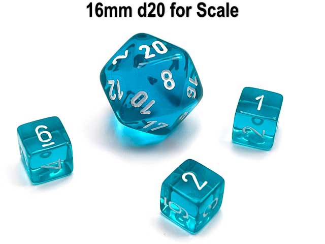 Translucent 9mm Mini 6 Sided D6 Dice, 6 Pieces - Teal with White Numbers