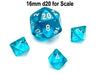 Translucent 9mm Mini 8 Sided D8 Dice, 6 Pieces - Teal with White Numbers
