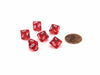 Translucent 10mm Mini 10 Sided D10 Dice, 6 Pieces - Red with White Numbers
