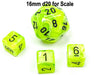 Vortex 9mm Mini 6 Sided D6 Dice, 6 Pieces - Bright Green with Black Numbers