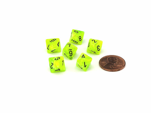 Vortex 9mm Mini 8 Sided D8 Dice, 6 Pieces - Bright Green with Black Numbers