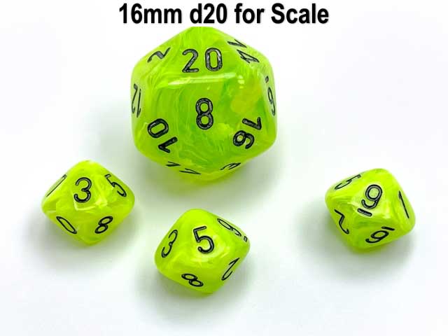 Vortex 10mm Mini 10 Sided D10 Dice, 6 Pieces - Bright Green with Black Numbers