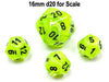 Vortex 12mm Mini 12 Sided D12 Dice, 6 Pieces - Bright Green with Black Numbers