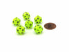 Vortex 12mm Mini 20 Sided D20 Dice, 6 Pieces - Bright Green with Black Numbers