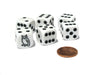 Set of 6 Owl 16mm D6 Round Edged Animal Dice - White with Black Pips