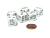 Set of 6 Owl 16mm D6 Round Edged Animal Dice - White with Gray Pips