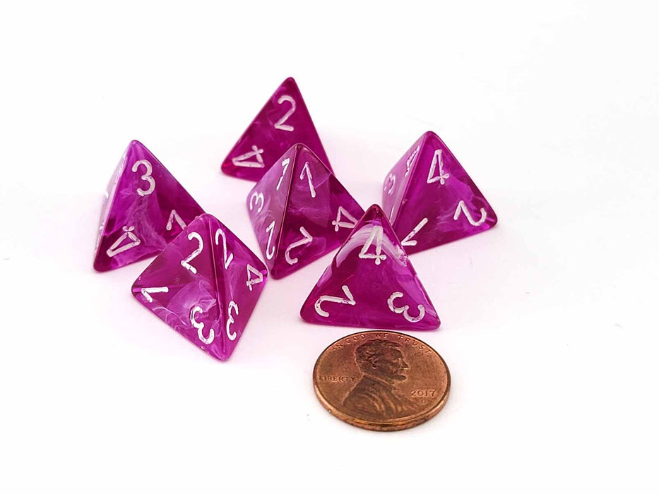 Vortex 18mm D4 Chessex Dice, 6 Pieces - Violet with White Numbers