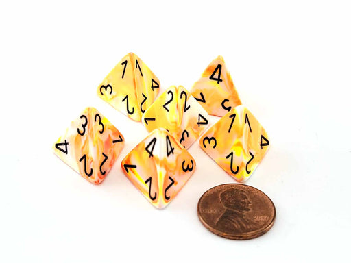 Festive 18mm D4 Chessex Dice, 6 Pieces - Sunburst with Black Numbers