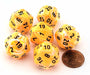 Festive 20mm D20 Chessex Dice, 6 Pieces - Sunburst with Black Numbers