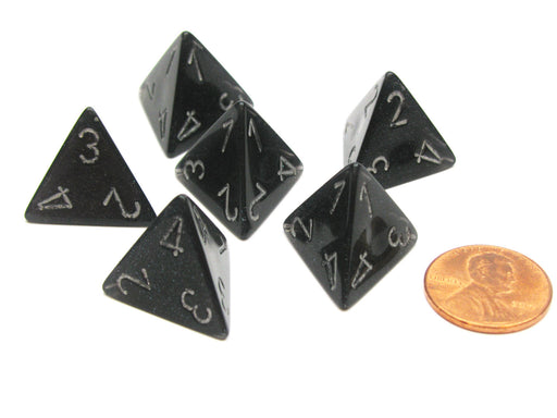 Borealis 18mm 4 Sided D4 Chessex Dice, 6 Pieces - Smoke with Silver