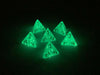 Luminary Borealis 18mm 4 Sided D4 Dice, 6 Pieces - Light Green with Gold Numbers