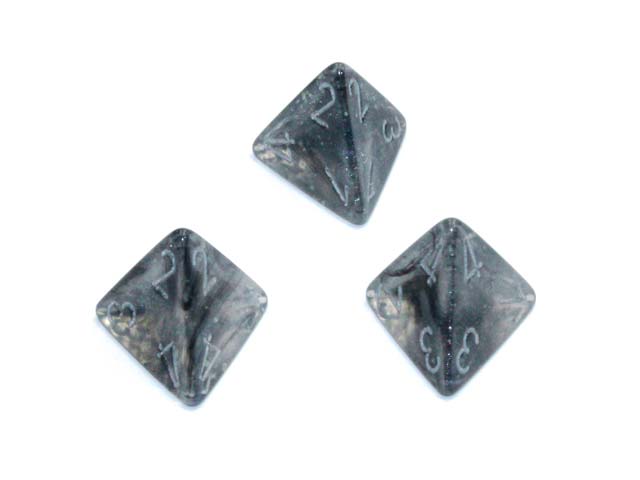 Luminary Borealis 18mm D4 Dice, 6 Pieces - Light Smoke with Silver Numbers